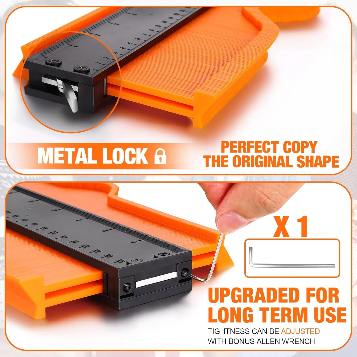 

Profile gauge tool (10 inches or 5 inches) irregular shape replicator, used for measuring oversized woodworking floors