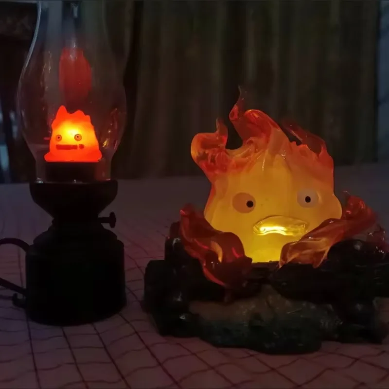 Calcifer veilleuse Anime figurine lampe respiratoire mignon flamme Calcifer lampe jouets Kawaii maison chambre décoration lampe de Table