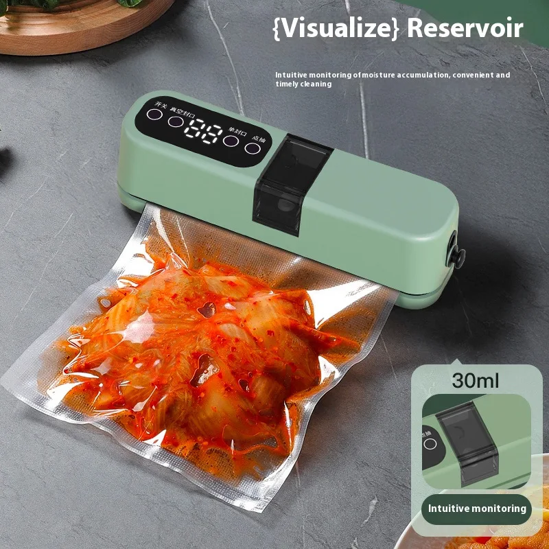 New Waterproof Digital Display Wireless Portable Fully Automatic USB Rechargeable Vacuum Sealing Machine Food Packaging Machine