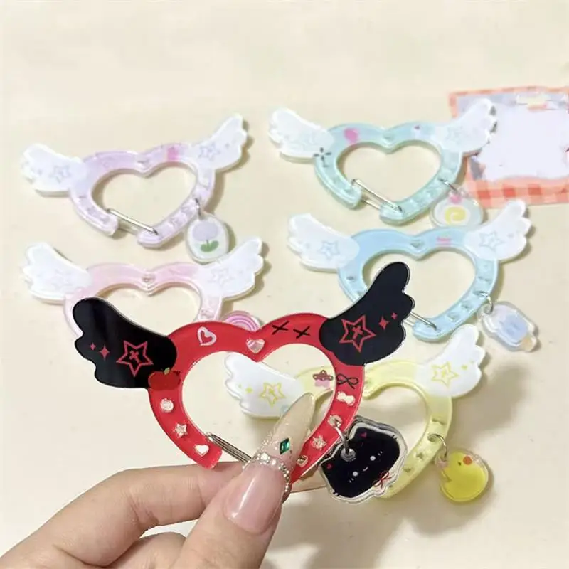 Heart Wing shaped Mountaineering Keyring, Candy Color Acrylic Carabiner Buckle, Multipurpose Bag Hanging
