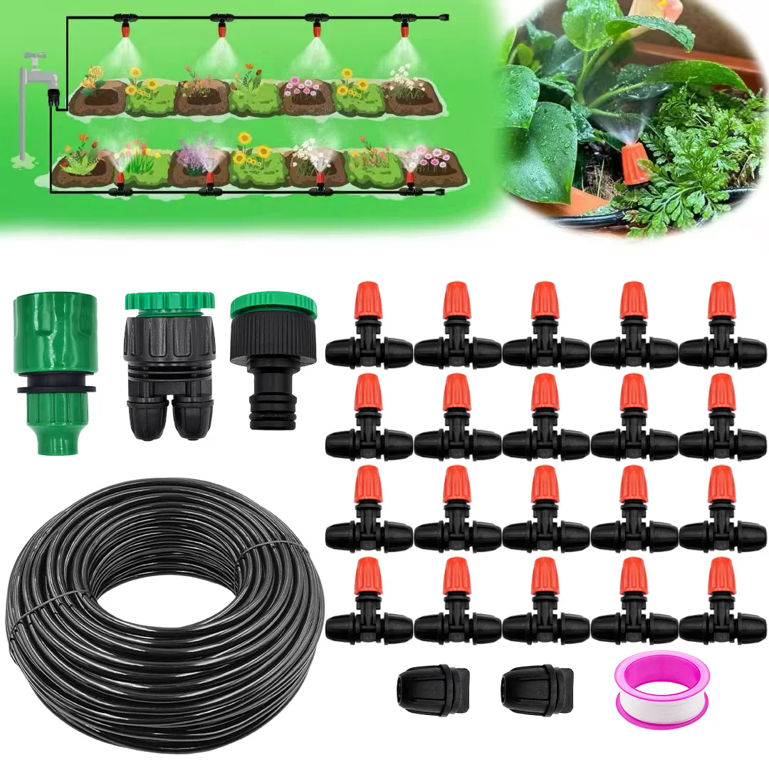 10M-30M DIY Automatic Plant Watering System Mist Irrigation Kit, 1/4