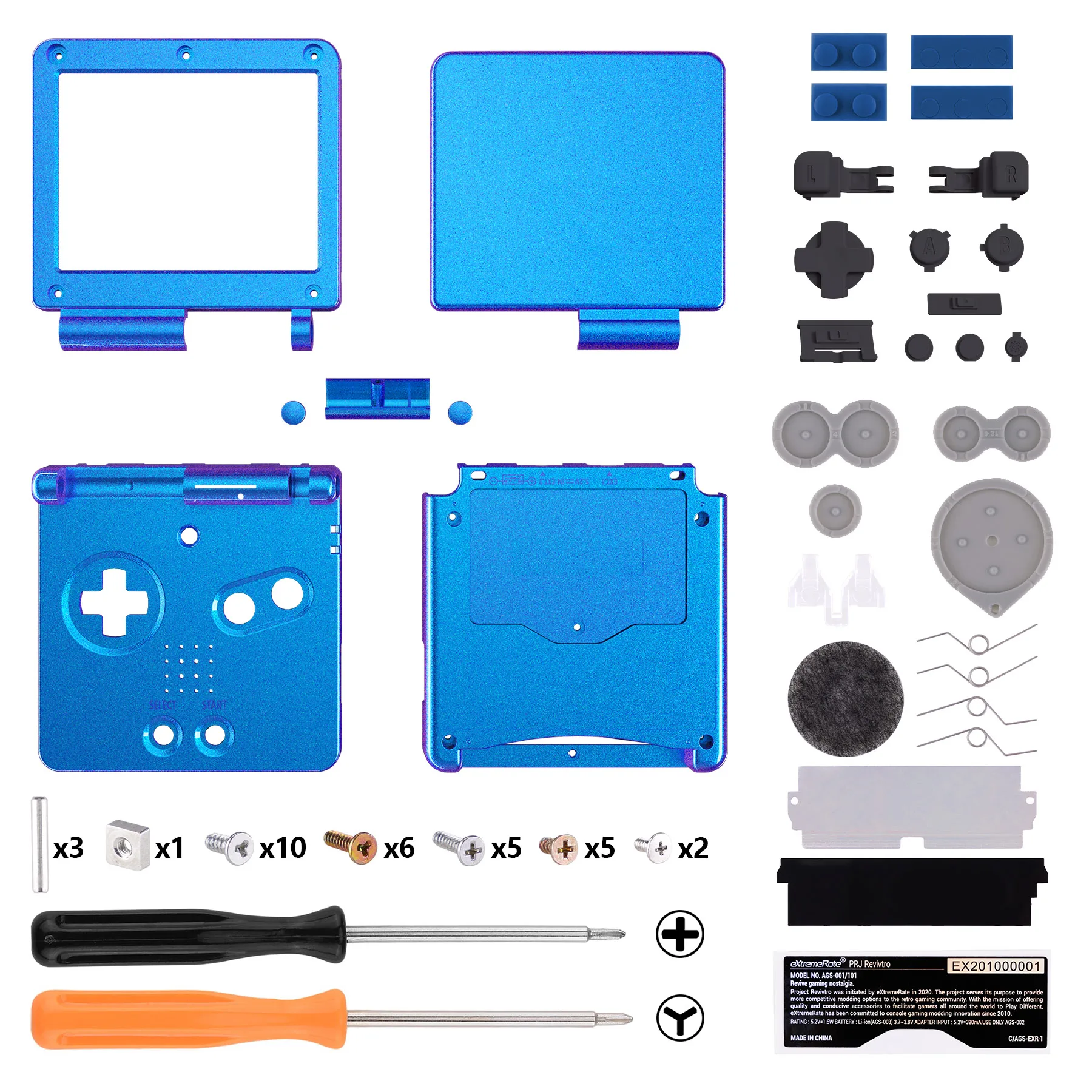 eXtremeRate IPS Ready verbessertes, maßgeschneidertes Ersatzgehäuse für Gameboy Advance SP GBA SP für IPS & Standard-LCD