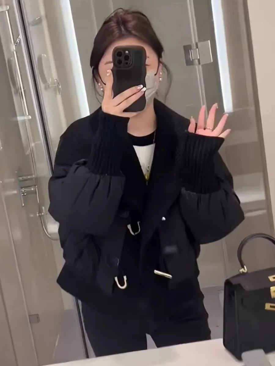 

Faionable ort Knitted Cotton Jaet Women's Puffer Coat Large Collar Winter New Arrival Small Size Sli Cotton Outerwear