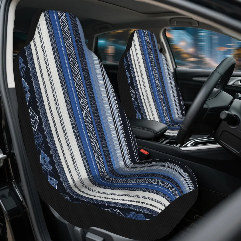2pcs Blue And Black Stripes Car Seat Covers For Front Seats, Fit For Cars, Trucks, SUVs, Sedans, Offering Maximum Protection An