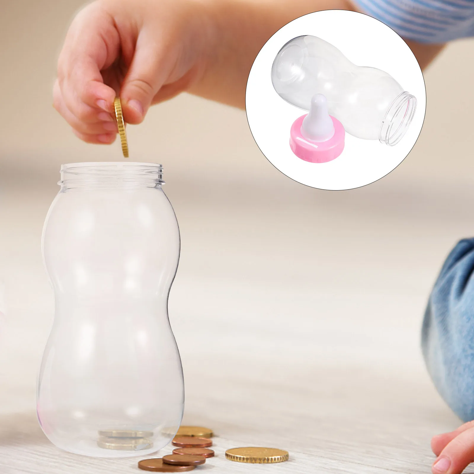 

Milk Bottle Piggy Bank Transparent Bottle Money Box For Plastic Saving Pot Coin Bank Cash Box Desktop Decoration