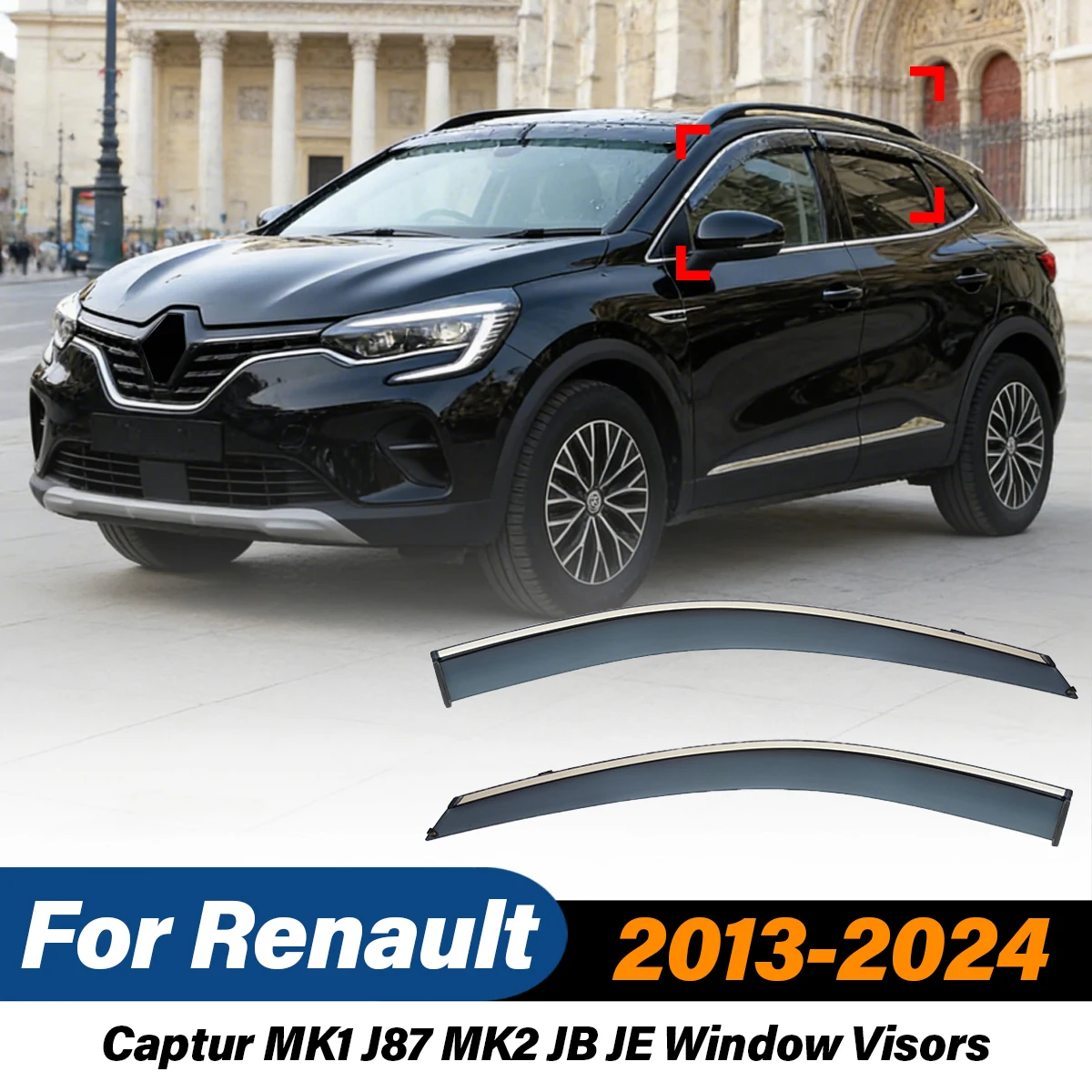 

For Renault Captur MK1 J87 MK2 JB JE 2013-2024 Window Visors Rain Guards Window Wind Deflectors Exterior Decoration Accessories