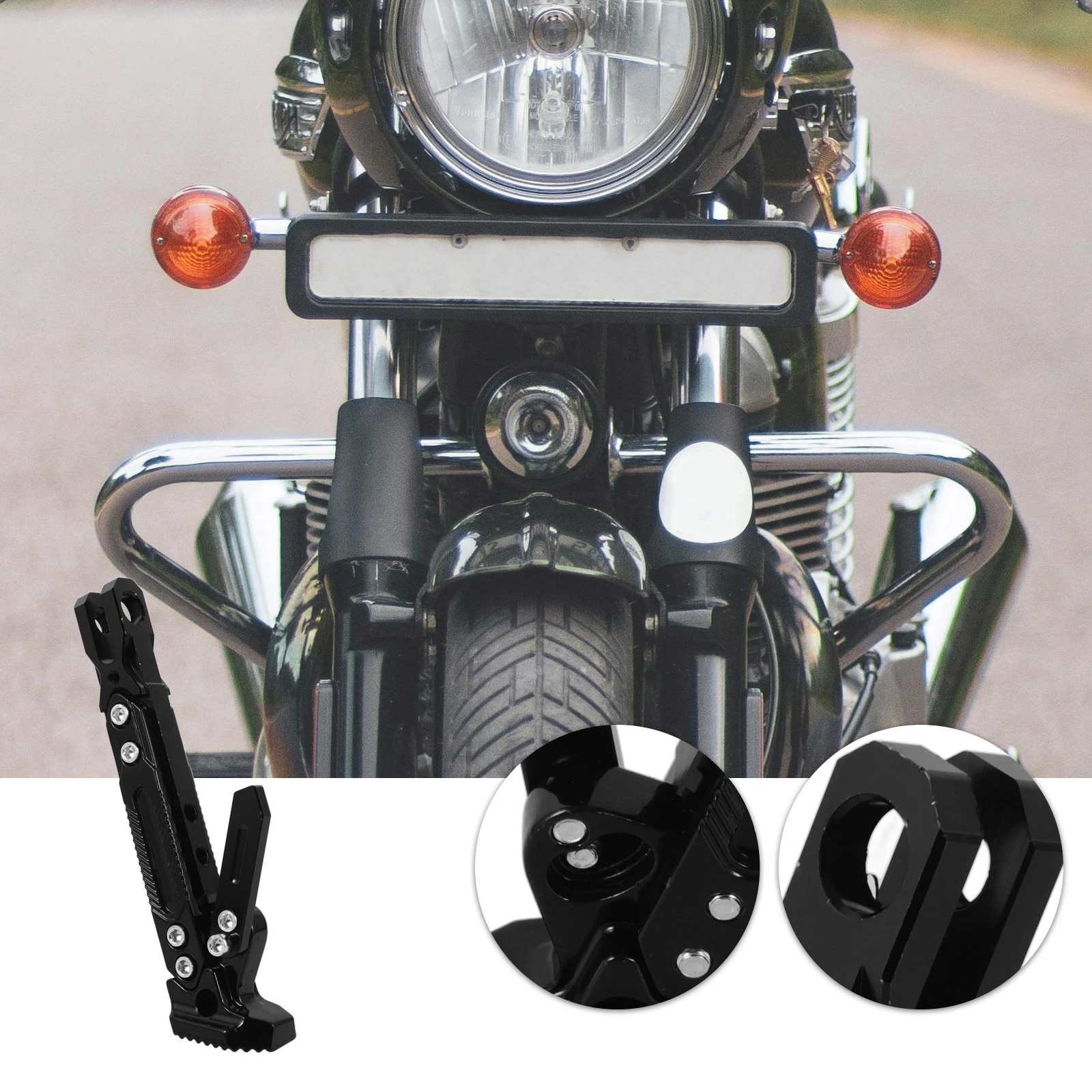 

Adjustable Motorcycle Kickst CNC Black Side St for Electric Bike Scooter Lightweight Durable Aluminum Alloy Foot Support