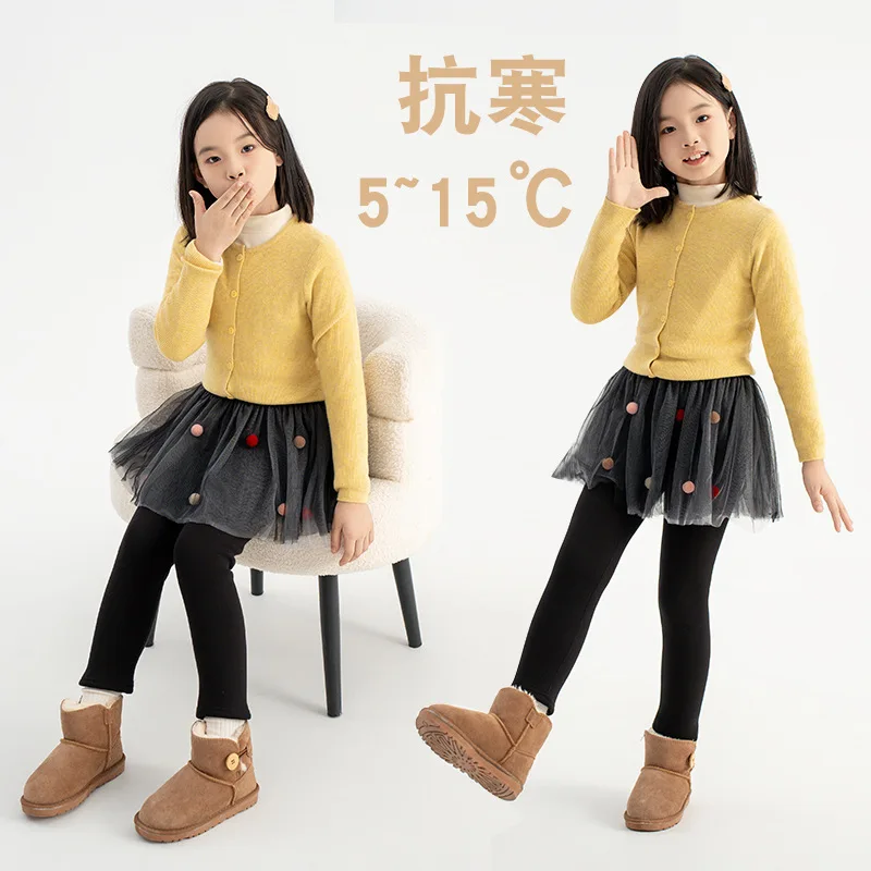 

Winter Fleece Lined Skorts for Toddler Girls, Warm Thickened Princess Leggings Causal All-in-One Skirt for Kids Outdoor Play
