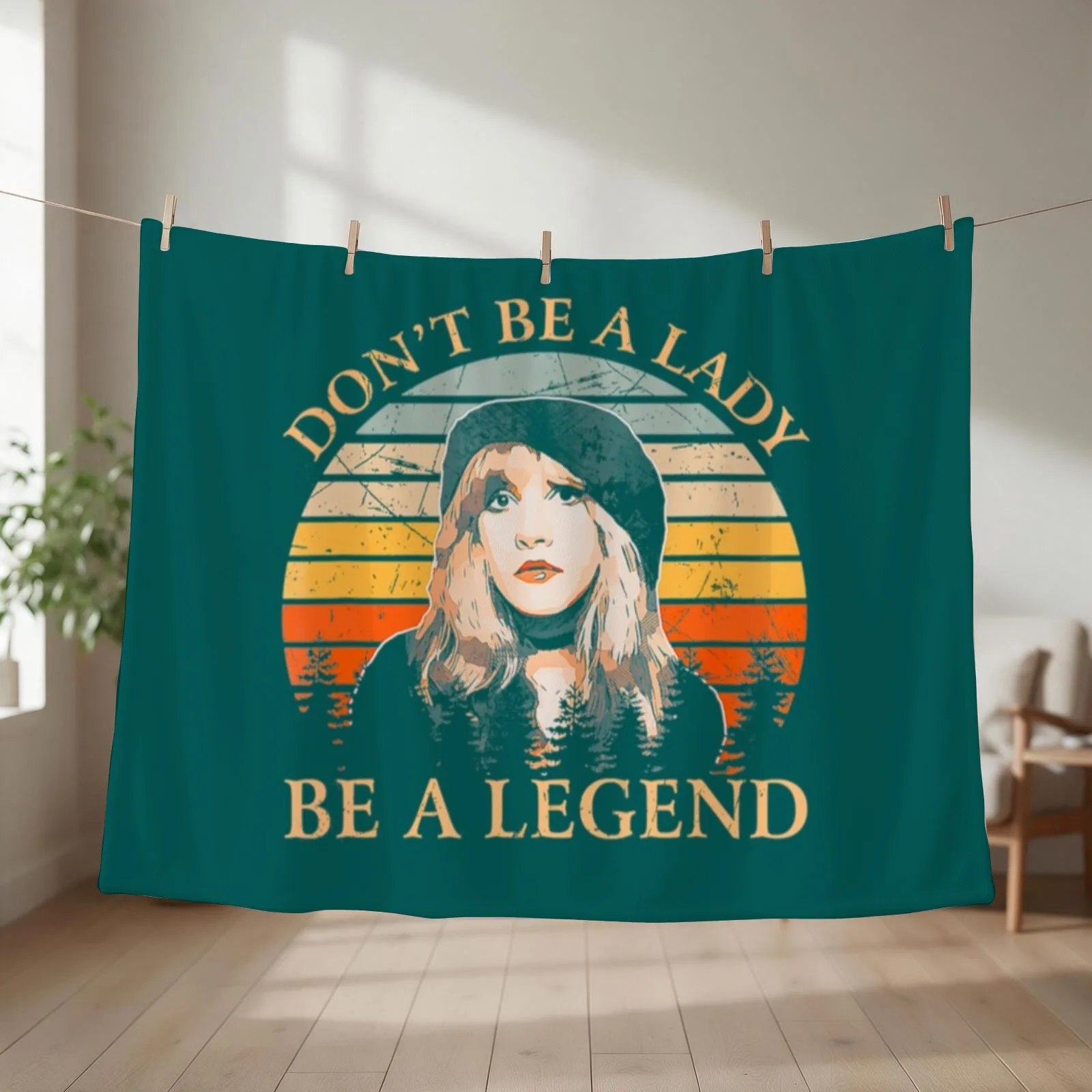Stevie Nicks Vintage Stevie-Nicks Rock Band Dont Be Lady - Be a Legend Throw Blanket