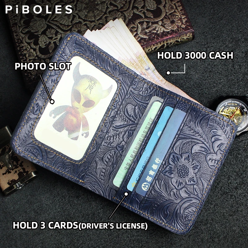 

100% Genuine Leather Men's Card Wallet Handmade Card Slot Purse Credit Card Holder Bag Money Clip For Male Short Wallet