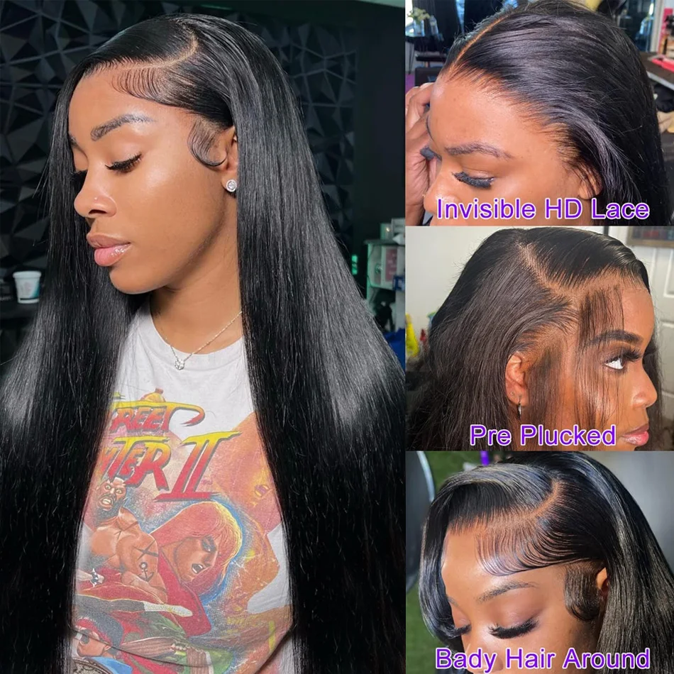 Straight Lace Front Wig 13x6 30 32 34 Inch HD Lace Frontal Wig Glueless 4x4 5x5 Closure Wig 360 Human Hair Lace Frontal Wigs