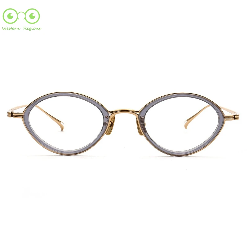 Nueva moda neblina azul personalizado hombres y mujeres gafas súper ligeras montura de titanio puro simple marco pequeño