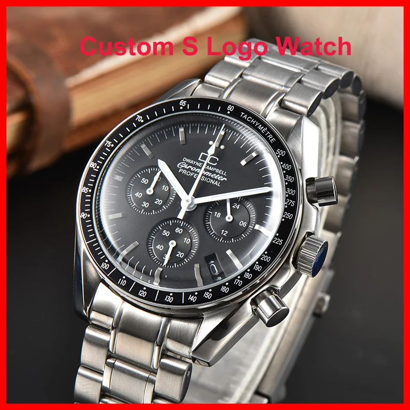 42mm Men Custom S Logo Watch VK63 Quartz Movement With Chronograph Sapphire Crystal Modified By Luxury Brand S-MARSTER Watches