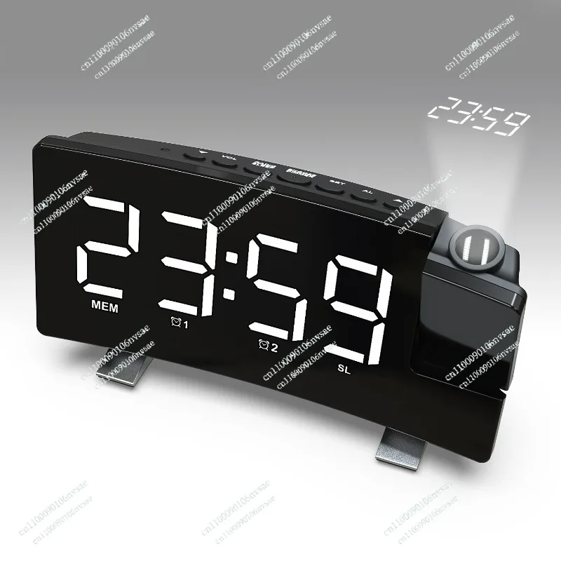 New Radio Alarm Clock, USB Charging Always On Projection Clock, Curved Large Screen Digital Desk Table Clock for Bedroom