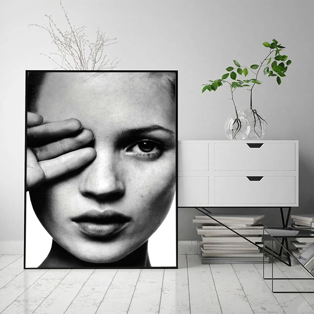 Black White Kate Moss Nordic Retro Poster Canvas Painting Print Wall Art Gifts For Feminist Fashion Wall Picture Home Decoration