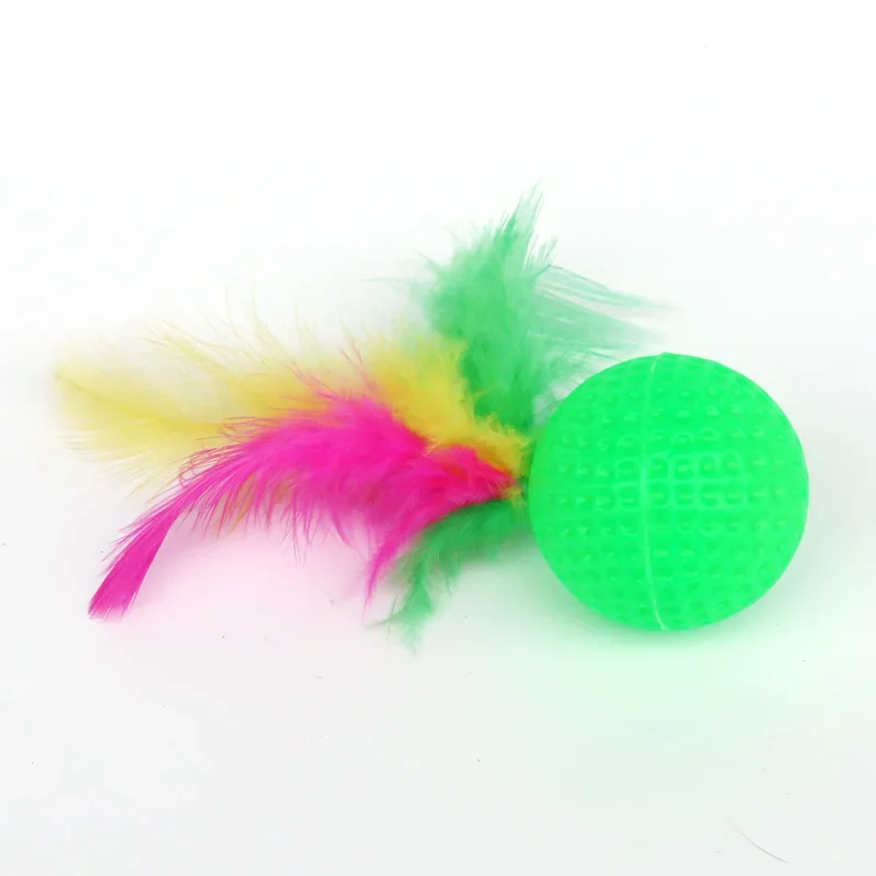 Juguete de bádminton para gato, bola colorida divertida, pluma de captura de sonido, suministros para mascotas, juguetes interactivos para mascotas