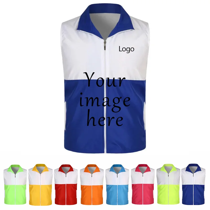 صدرية عاكسة للجنسين مع جيب لصيانة الحديقة، سترة خارجية قابلة للتخصيص، شعار مطبوع للرجال والنساء