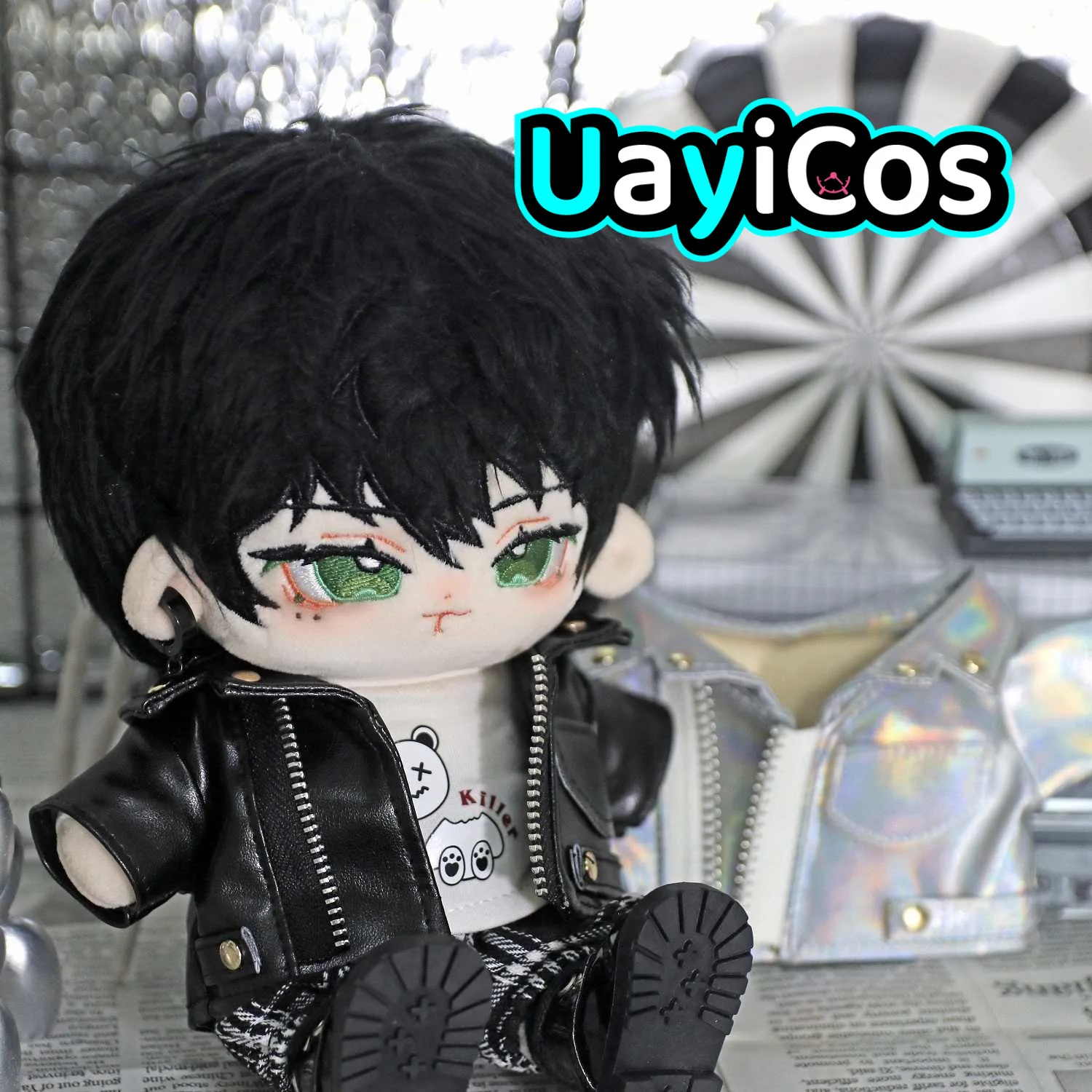 

10cm 15cm 20cm 30cm Doll Clothes Black Gray Leather Clothes Suit Stuffed Plushies Plush Doll Clothes Accessories Anime FigureToy