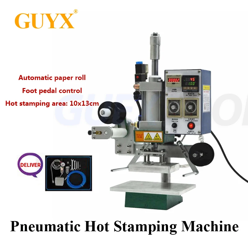 Fully Automatic Paper Hot Stamping Machine Pneumatic Bronzing Machine For PVC Leather Embossing 10x13cm Hot Pressing Area