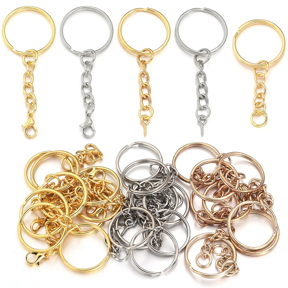 10pcs/lot Iron Aperture Keychain Ring Gold/Rhodium Lobster Button Sheep Eye Keychain Ring For DIY Jewelry Accessories Wholesale