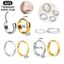 New ASTM G23 Titanium Piercing Widebrimed Septum Hoop Nose Ring Hinged Cartilage Clicker Ear Tragus Helix Earrings Body Jewelry