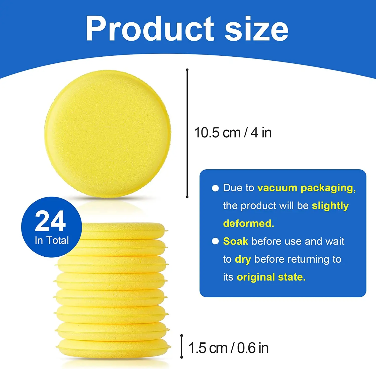 24Pcs 4 Inch Wax Foam Applicator Pad, Microfiber Detailing Car Polishing Waxing Foam Pressing  Sponge,  Buffing Cleaning Tool