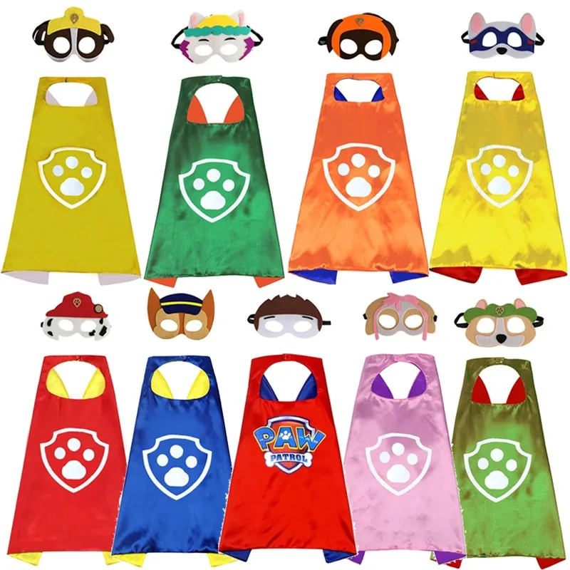 9 개/대 발 순찰 망토 마스크 세트 애니메이션 만화 테마 생일 파티 장식 액세서리 소년 코스프레 옷 어린이 선물