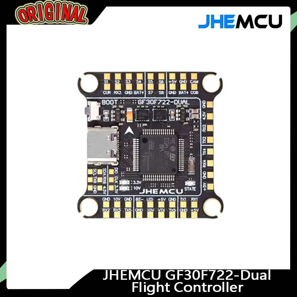 

JHEMCU GF30F722-Dual F722 Flight Controller - Dual BEC, Dual Gyro | 3-6S, 30.5x30.5mm for FPV Freestyle Drones