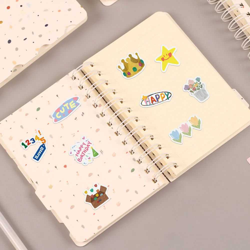 90pcs Happy Birthday Stickers For Notebooks Phone Laptop Stationery Cup Scrapbook Aesthetic Happie Sticker Scrapbooking Supplies