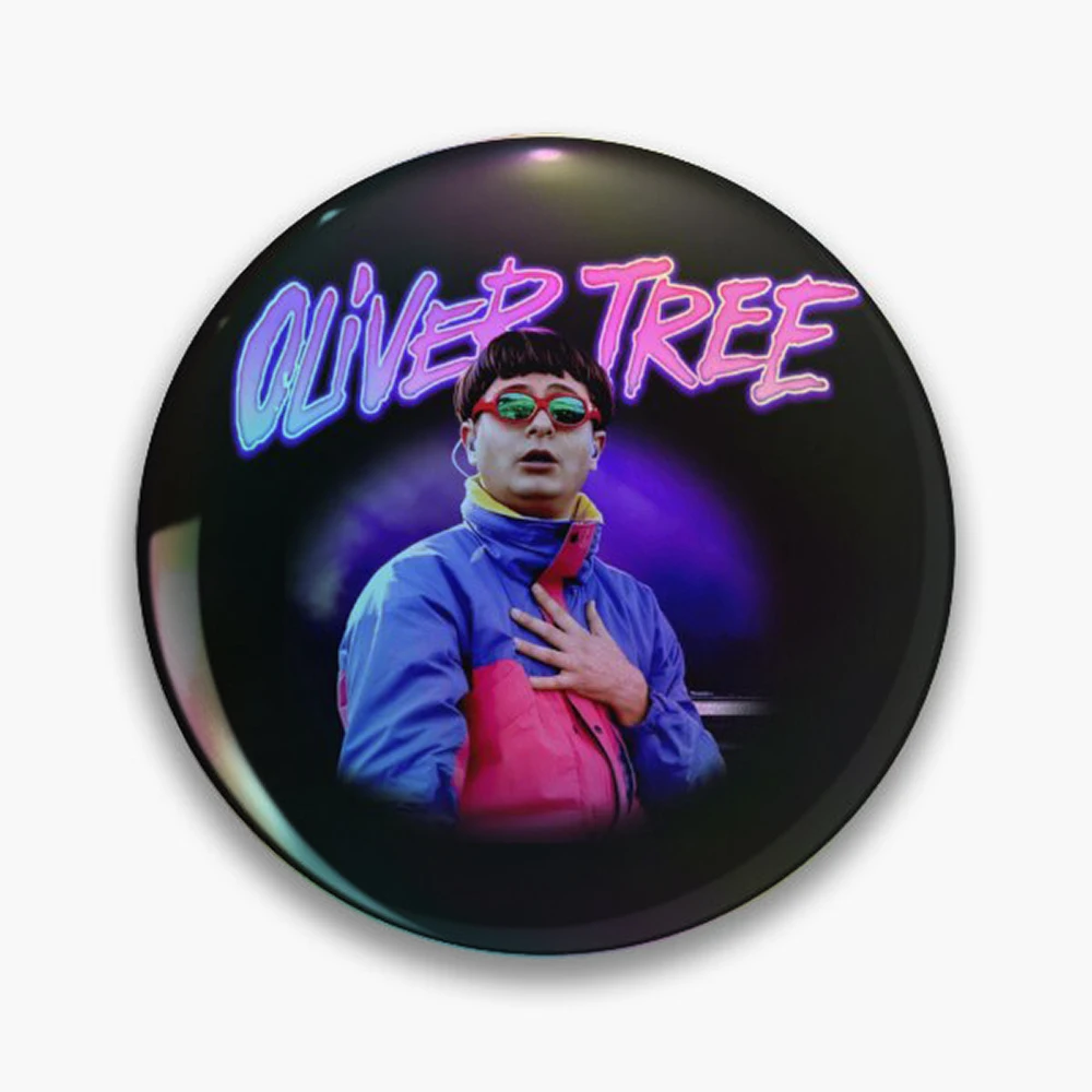 Oliver Tree Retro Vintage Alternative Music Portrait Pin Holographic Star Heart Pin Brooches Laminated Button Fashion Accessory