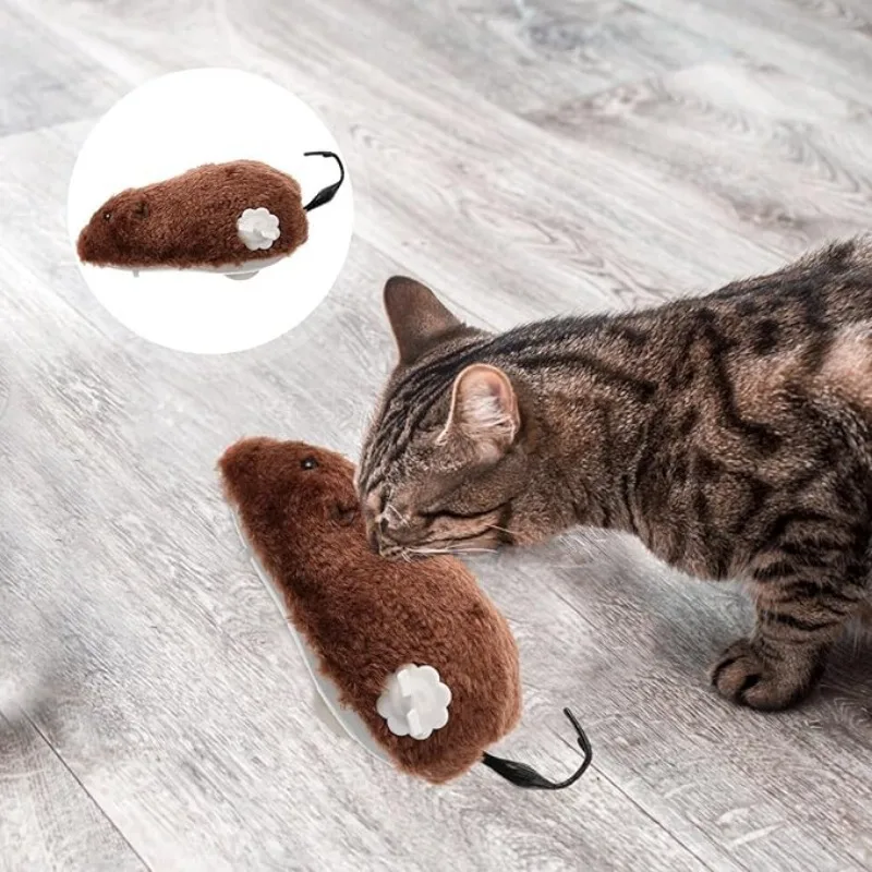 Cat Toy Clockwork Simulation Mice Battery Free Durable Indoor Cats Get High Relieve Boredom Interactive Plush Toys Pet Supplies