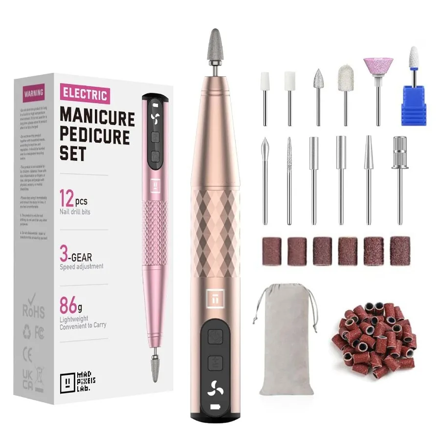 

Профессиональный набор электрических сверл для ногтей с 12-битной и регулируемой скоростью для акриловых и гелевых ногтей. Портативная беспроводная идея для дизайна.