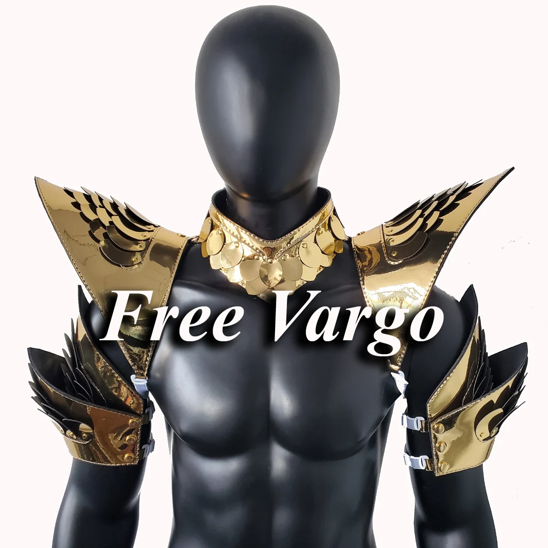 Burning Man Holographic Rave Gold Dragon Scale Armor, Rave EDM Feastival Outfits Costume Wear