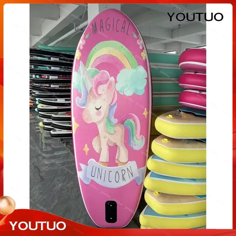 Kids Inflatable SUP Surfboard 215cm Stand Up Paddle Board with Adjustable Fins Childrens Fashion Accessories for Water Sports