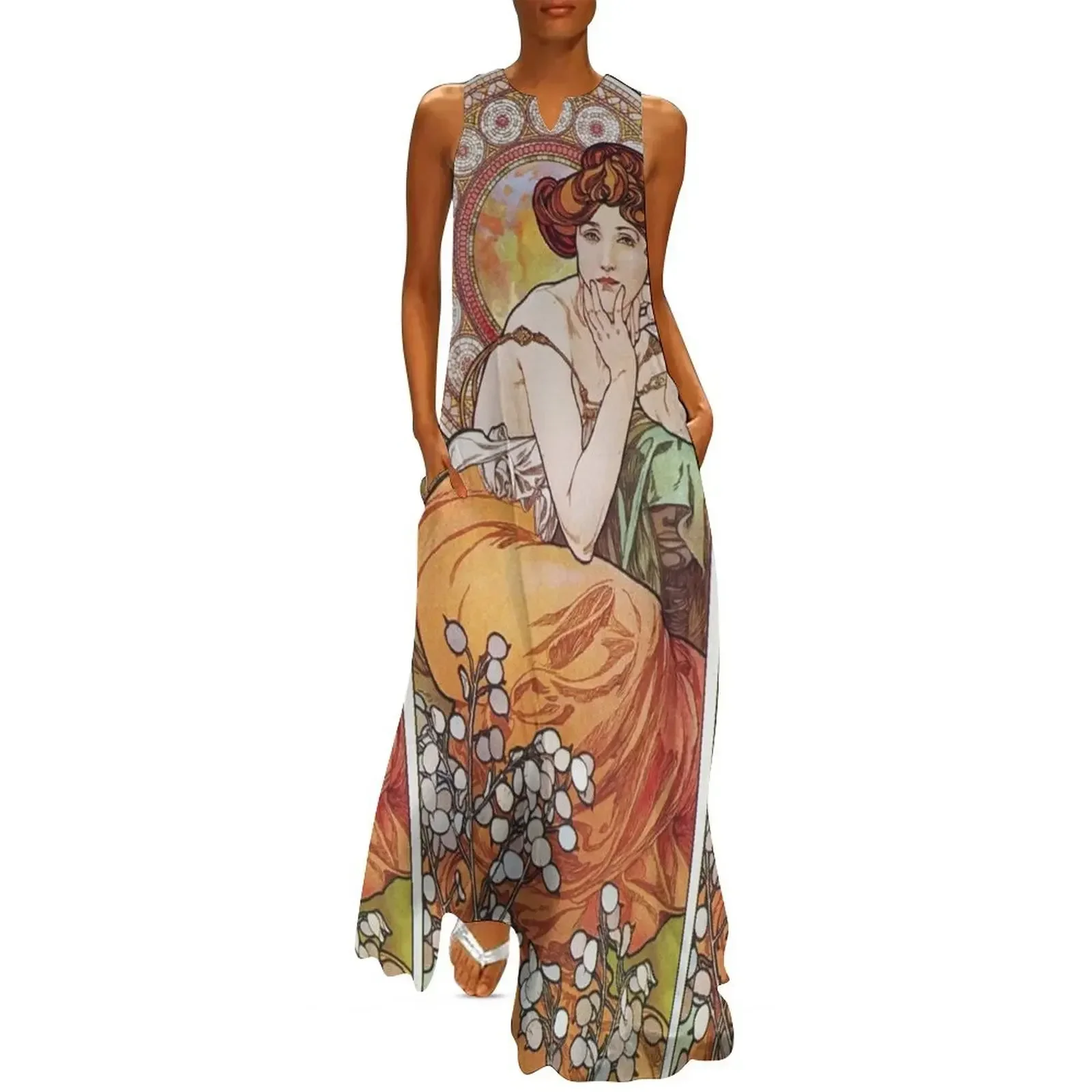 

Alphonse Mucha - Topaz Long Dress Women's summer dresses Dress woman Women's dresses Womens dresses Dress