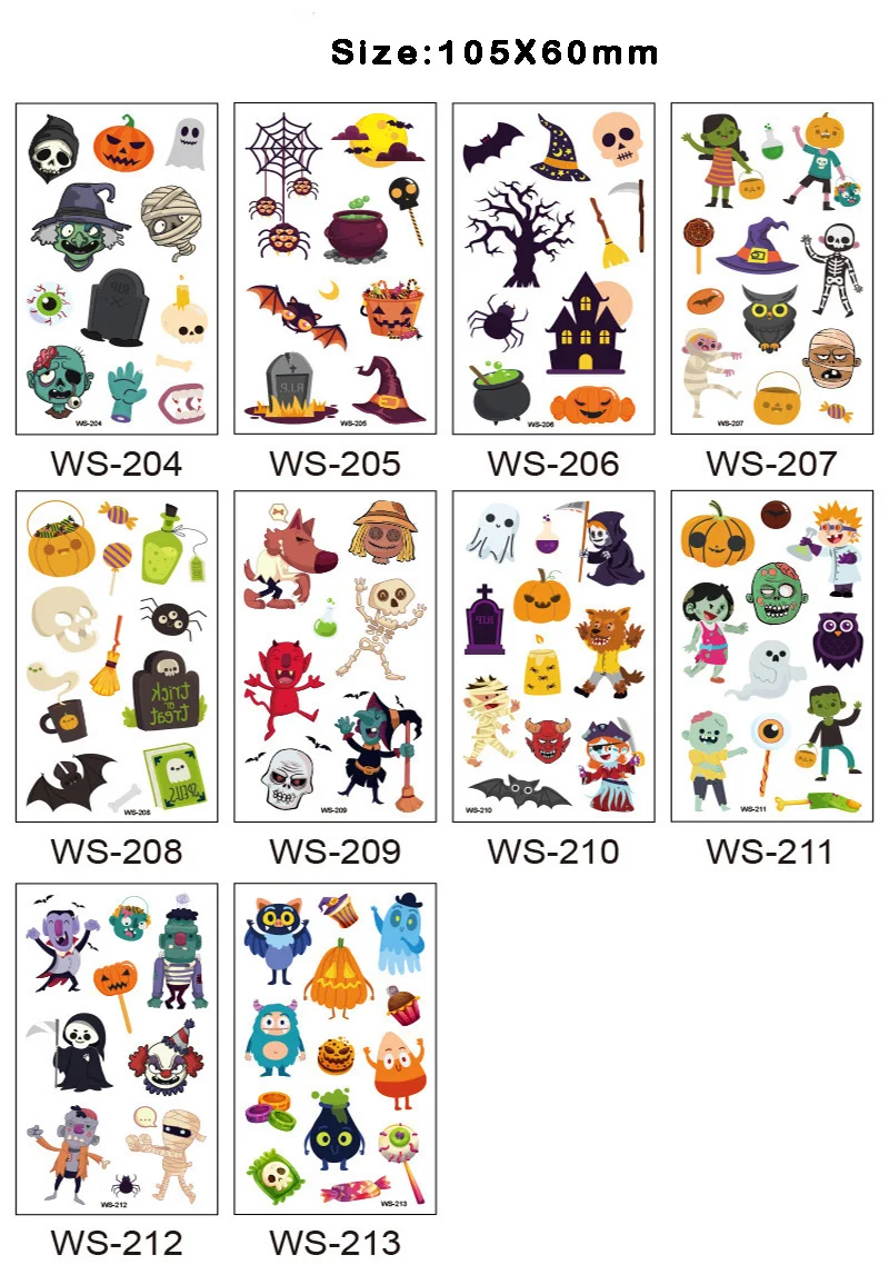 Halloween Stickers Bloody Wound Stitch Scar Skeleton Waterproof Temporary Tattoo Label Print Horror Party Decor Sticker Labels