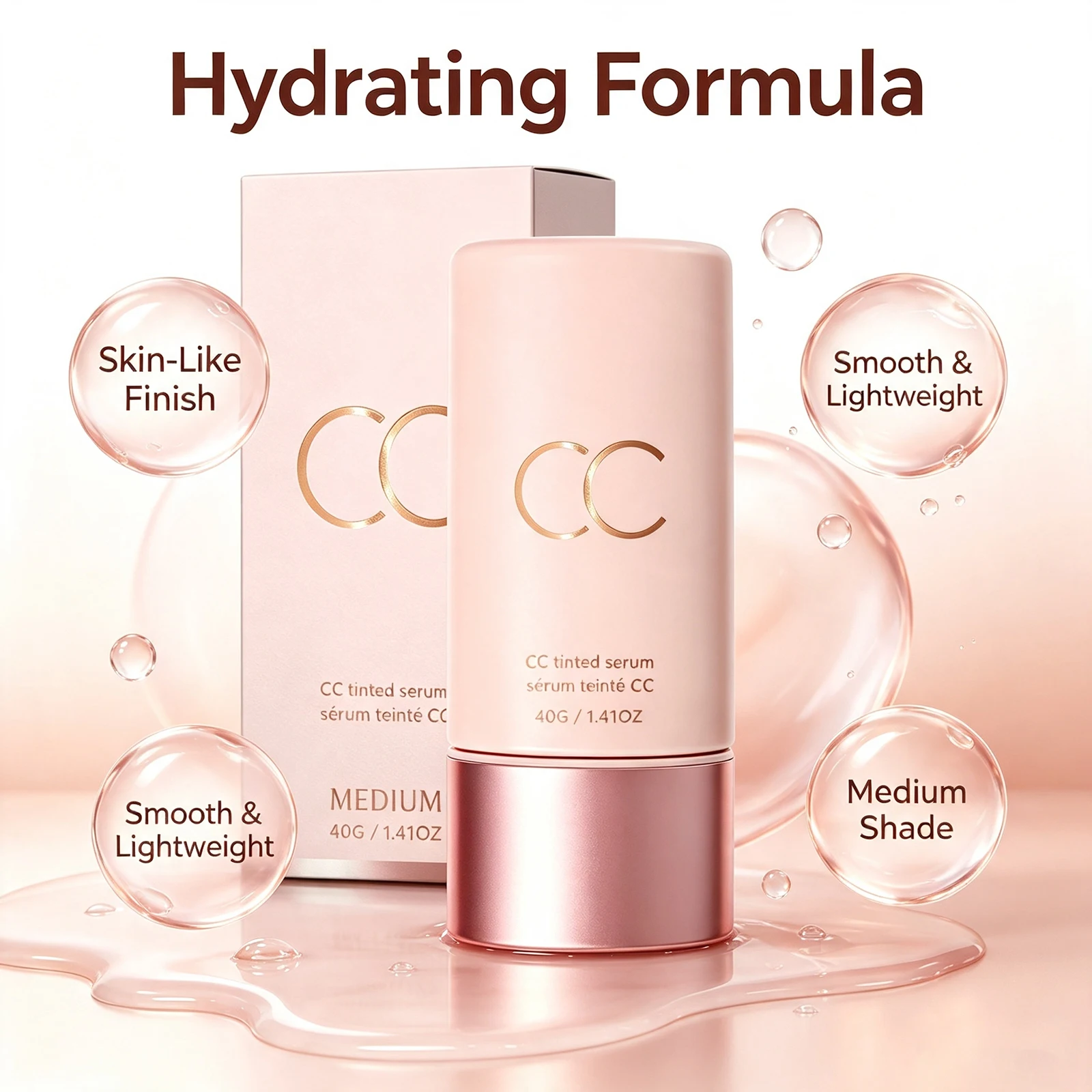 CC Farbkorrekturcreme Leicht, geschmeidig, kein Verklumpen, gleichmäßiger Teint, natürlicher Glanz, einfache Anwendung, kein Make-up für Frauen, ideal für den täglichen Arbeitsweg. – Detail 4