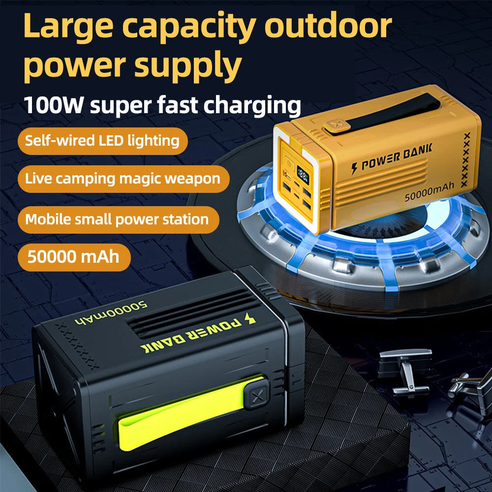 

PD100W 50000mah Adjustable Outdoor Light LED Display Screen Container Appearance Portable Phone Laptop Fast Charging Power Bank