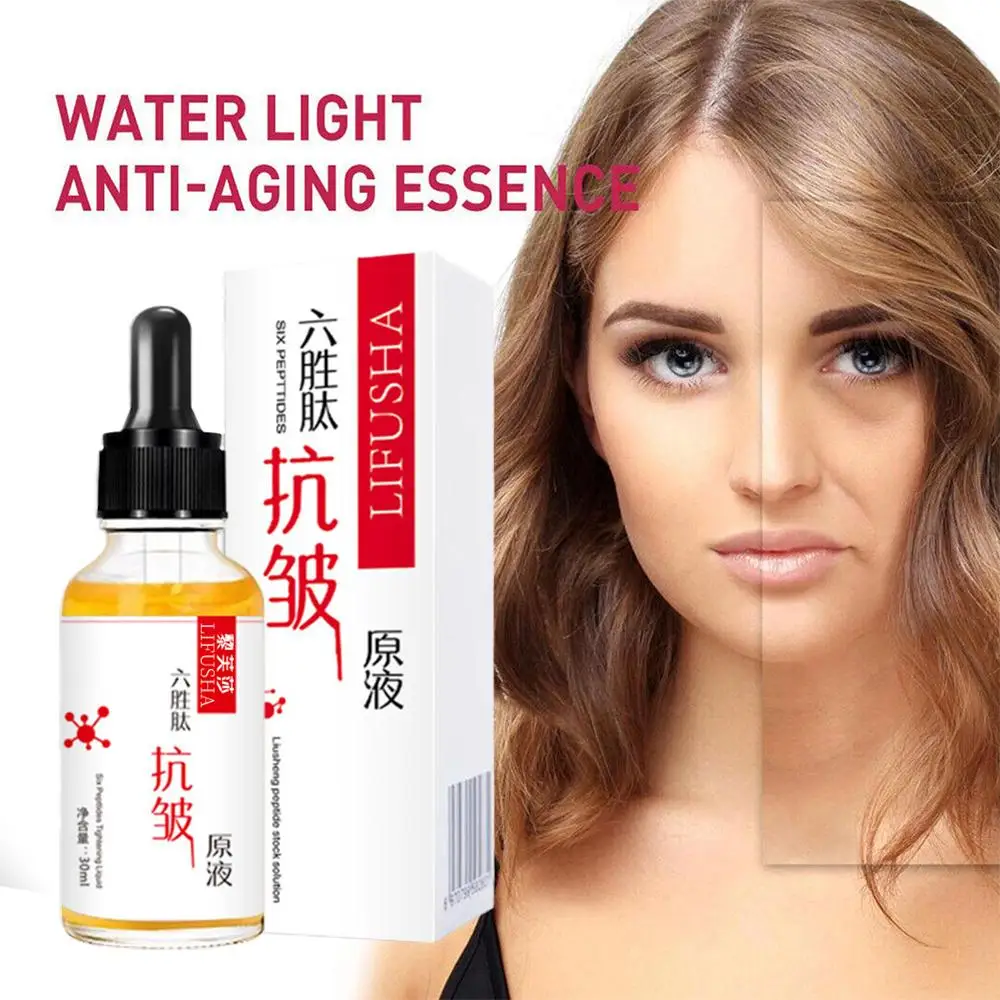 

30ml Women Face Serum Six Peptides Wrinkle Firming Fade Skin Lines Lifting Anti-Aging Facial Beauty Essence Smooth Liquid F Q9B2