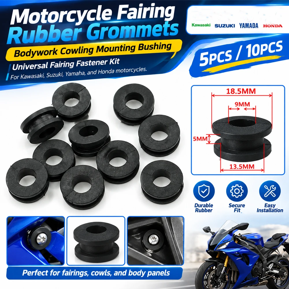 Fairing Rubber Grommets Bodywork Cowling Mounting Bushing Universal Fastener Kit For Kawasaki, Suzuki, Yamaha, and Honda etc