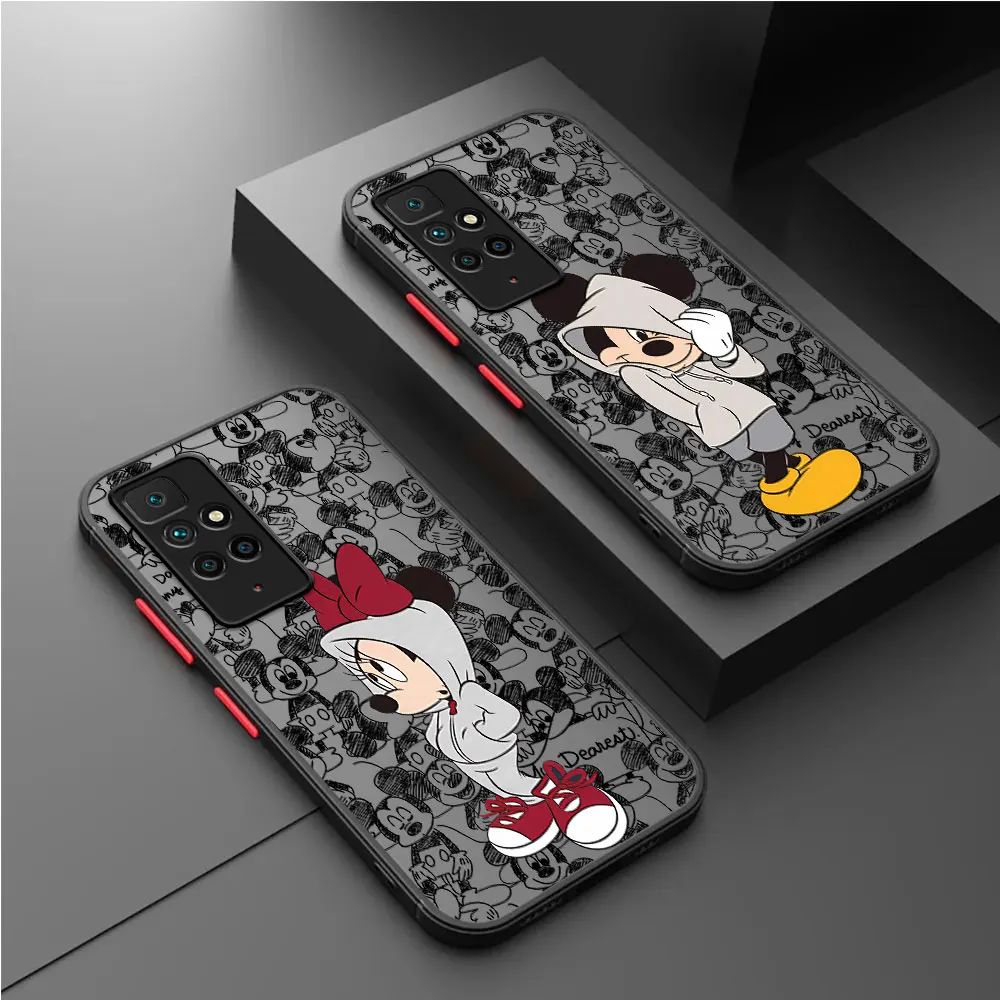 Disney Mickey Minnie Mouse Cool Matte Case For Xiaomi Redmi Note 11 Pro 12 10 9S 12C 8 10A 10C 7 8T Silicone Soft Phone Cover