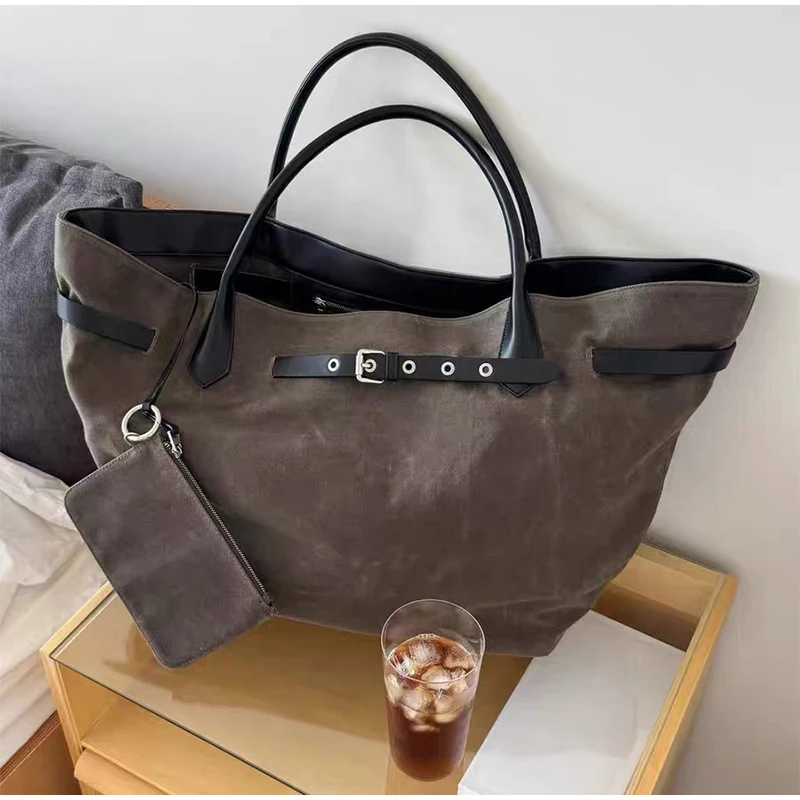 

Luxury Tote Bags Fashion Simple Women's Handbag Retro High-end Canvas Bag Brand Travel Bucket Bag With Wallet Pendant Women' Bag