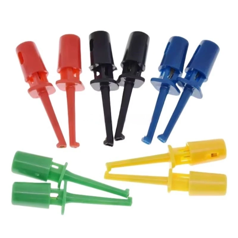 5PCS Mini/Large Single Test Hook Clip Test Probe For Electronic Testing IC Grabber Large Round Crocodile Clip Hook Test Clip