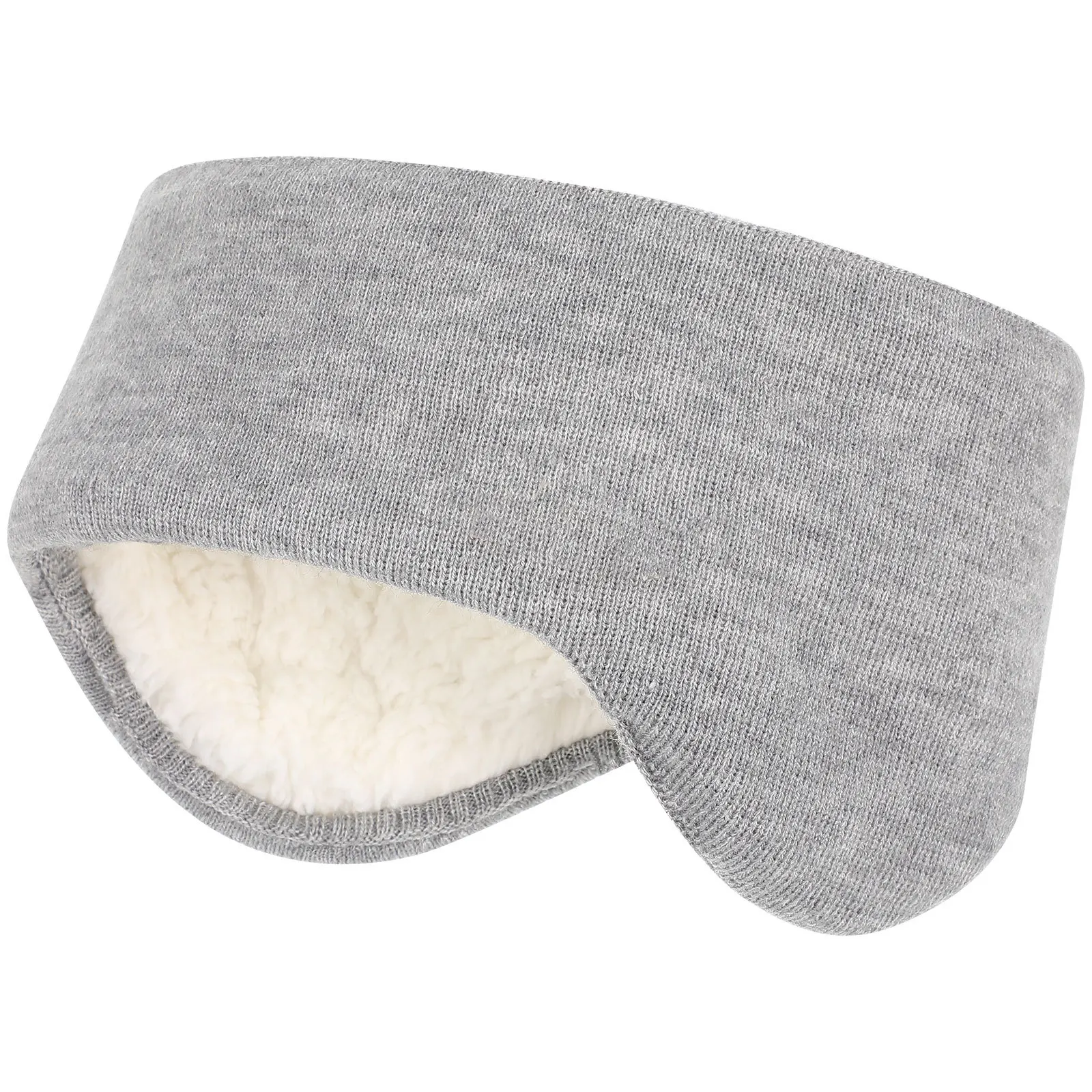 غطاء للأذنين للنوم سماعة رأس 39 1 أكريليك تدفئة رمادي مرن من الصوف إلغاء الضوضاء غطاء أذن شتوي