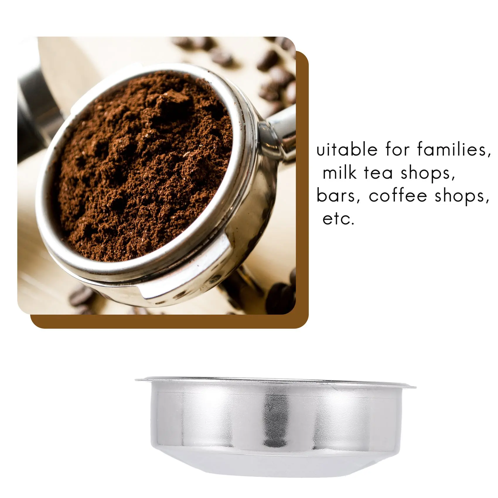 Coffee Filter,51mm Stainless Steel Coffee Filter Cup Basket,Non-Pressure Coffee Maker Filters,Coffee Machine Accessory B