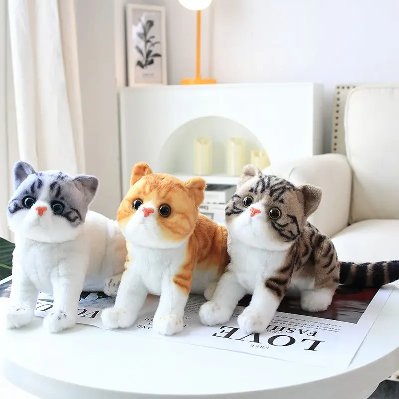 

Orange Cat American Shorthair Plush Toy Like Real Cute Little Kitten Colorful Cats Doll Striped Sweet Peluche Children Present