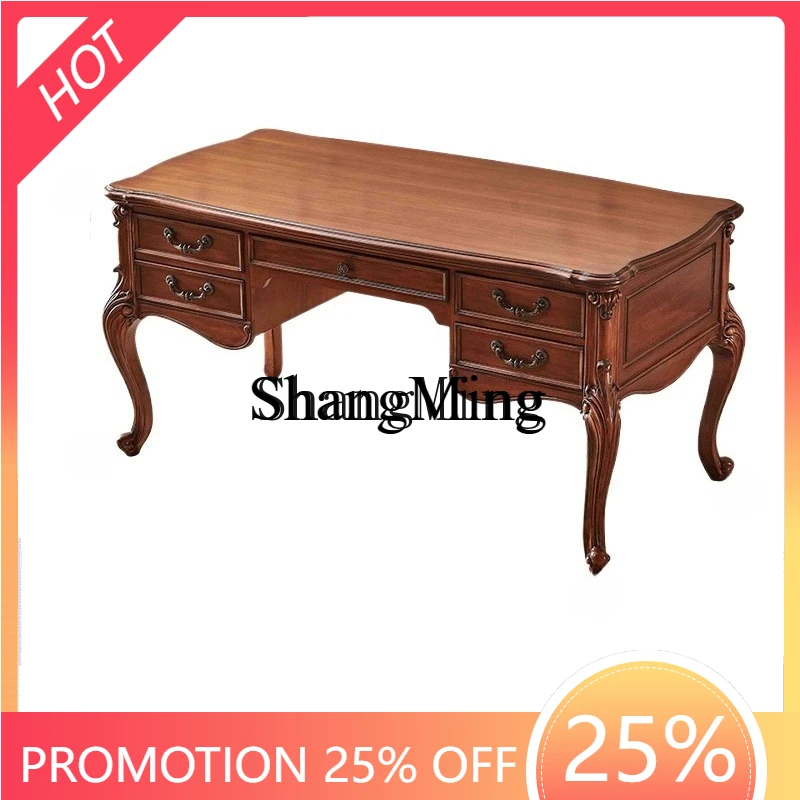 

ZYY home solid wood office study living room retro table rectangular study table writing table