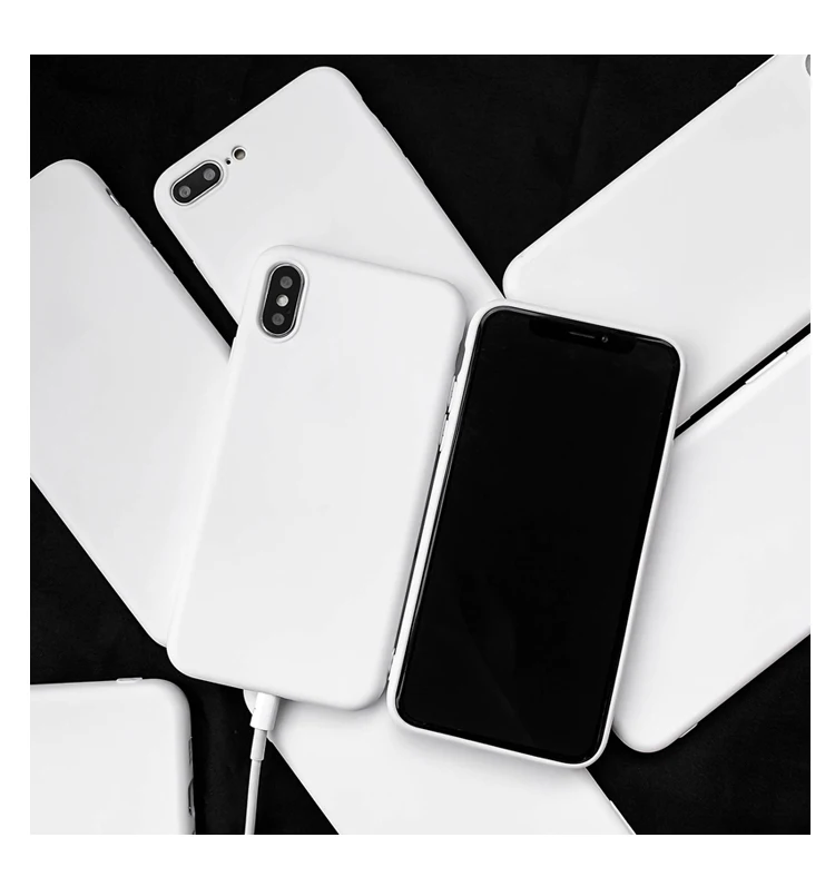 White Matte Phone Case For iPhone 6 6S 7 8 Plus X 10 SE 2020 11 12 Pro XR XS Max Silicone Soft TPU Case For iPhone 12 mini Cover