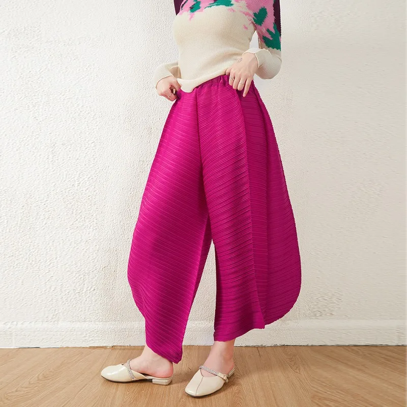 

Miyake женские повседневные брюки нестандартной формы Harlem брюки плиссированные большие размеры с эластичной резинкой на талии широкие свободные спортивные брюки девятих минут