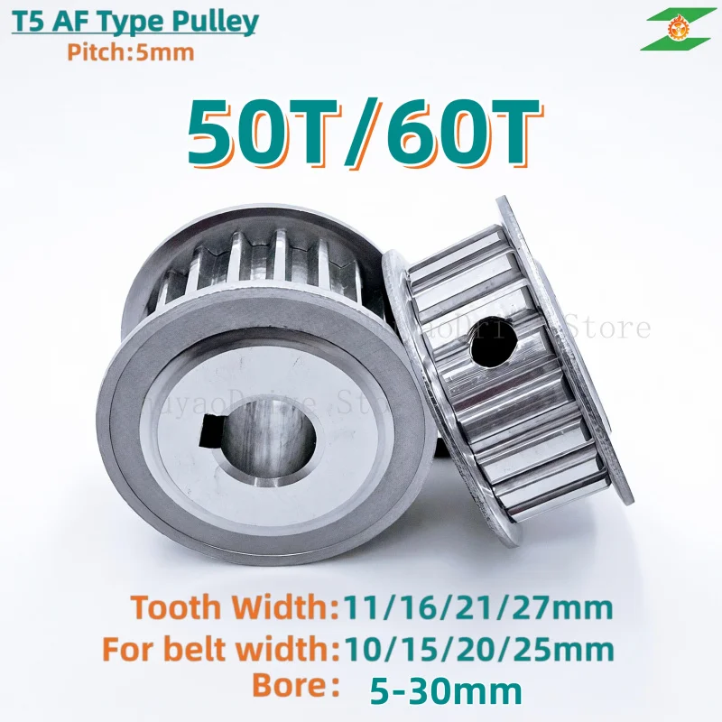 T5 Timing Pulley 50T/60T Bore 5-30mm Alloy Wheels AF Shape Teeth Pitch 5mm Match With T5 Width 10/15/20/25mm Timing Belt